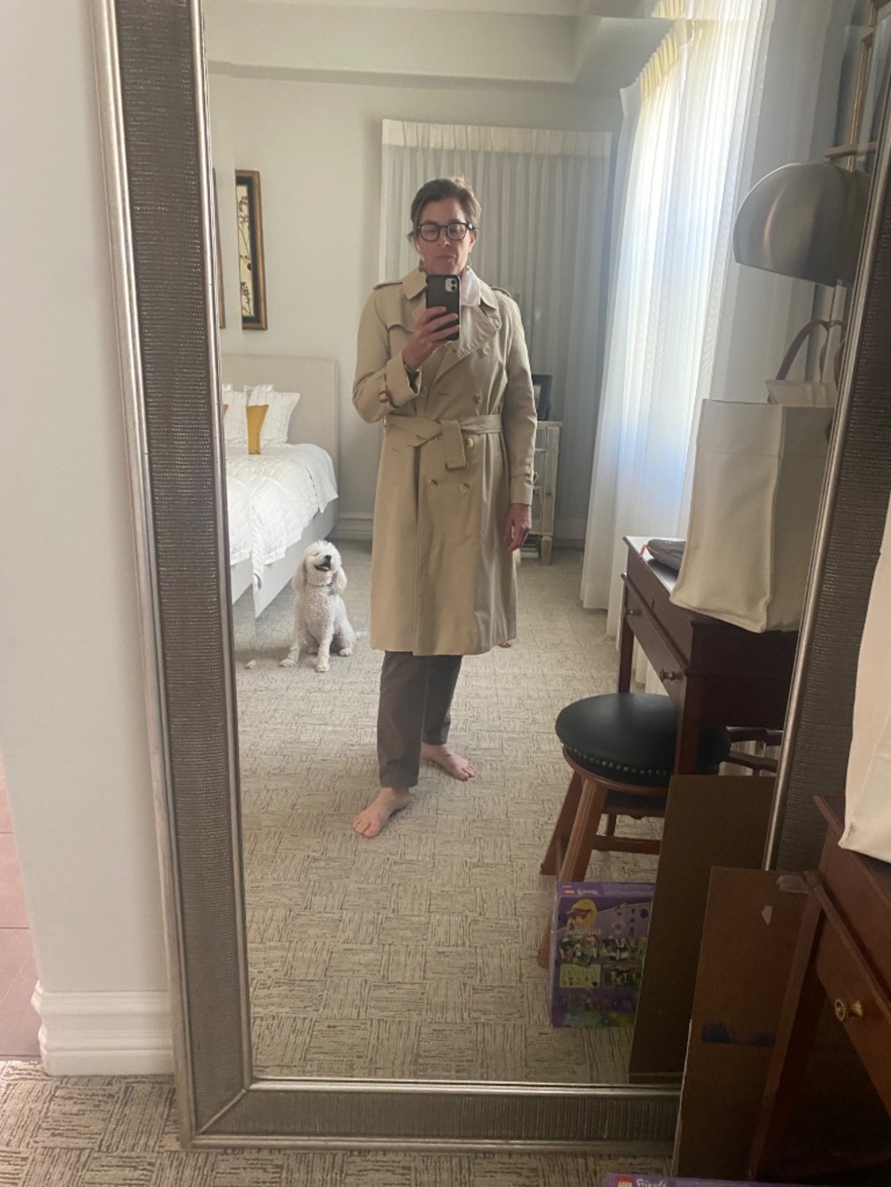 Vintage Burberry Trench Coat Women 10 Long; Beige Belted Lined Burberrys - Picture 15 of 16